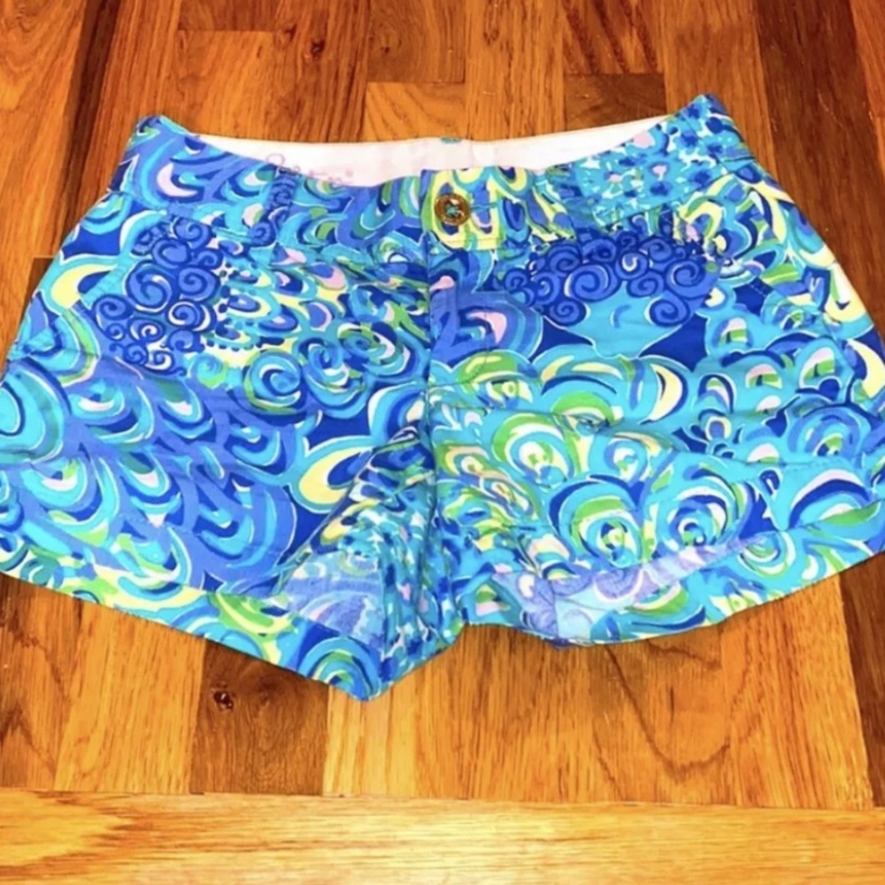Cute LILLY PULITZER Blue & Green Paisley The Callahan Shorts US Size 00